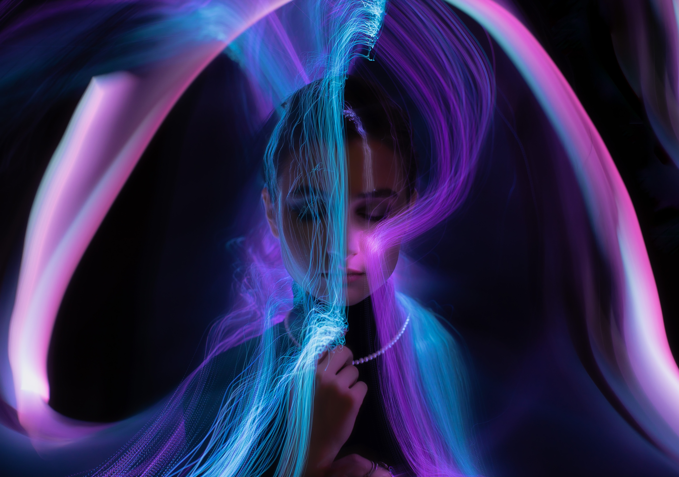 Woman With Blue and Purple Hair